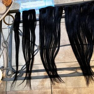 Long Black Natural Hair Extensions Sleek and Smooth (8 clip on extensions)